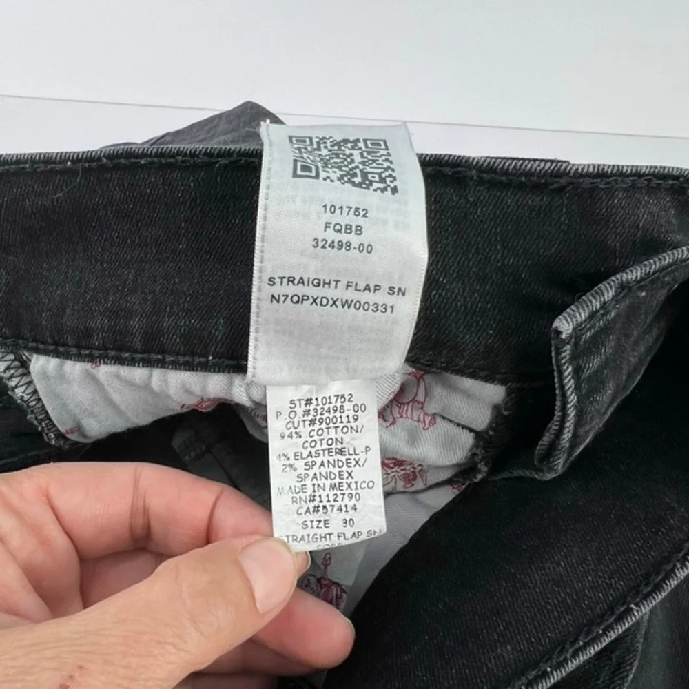 VTG True Religion Section Straight Flap‎ Pockets Jeans Mens Made In USA 30X33